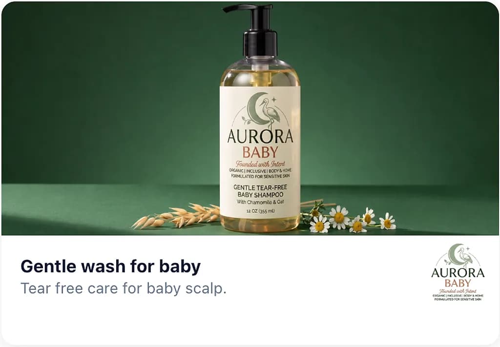 Aurora Baby banner ad creative reading gentle wash for baby