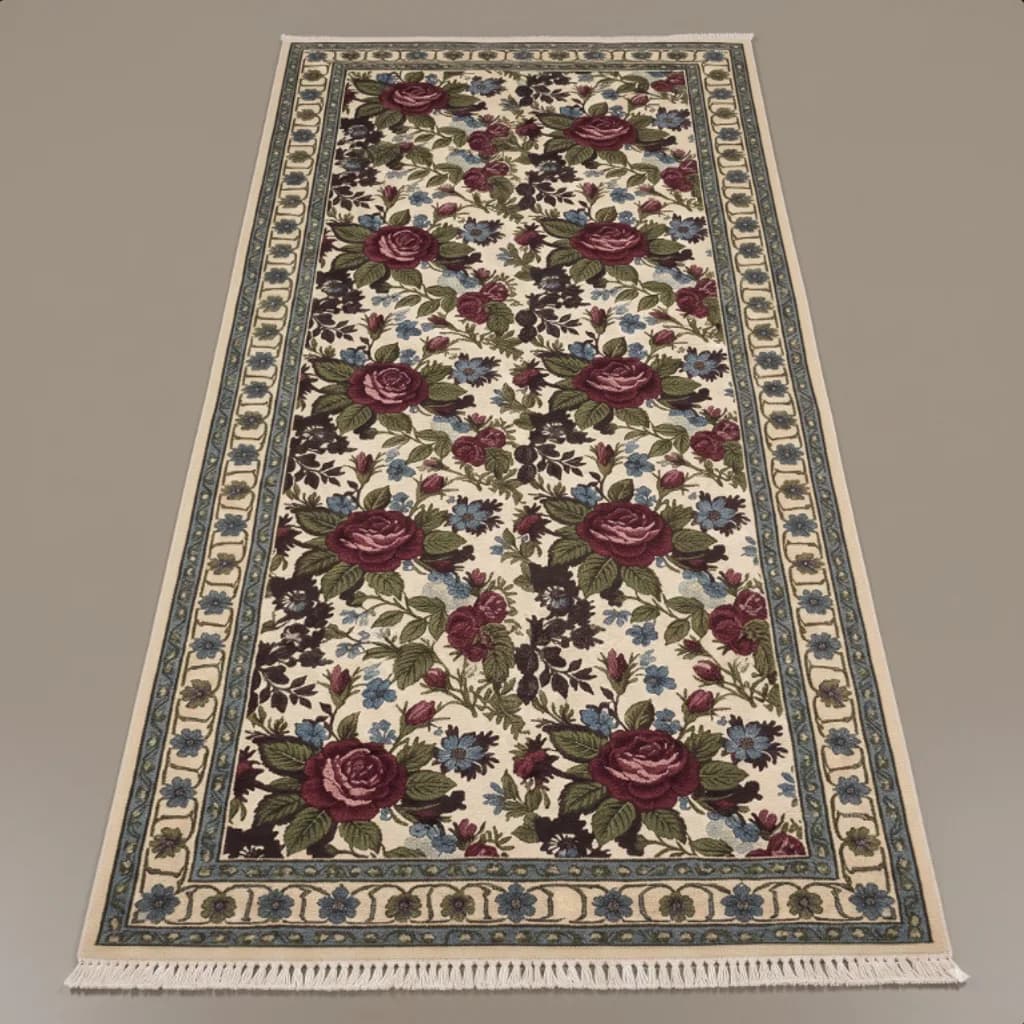 Heirloom Manor floral runner studio photo on a soft grey backdrop