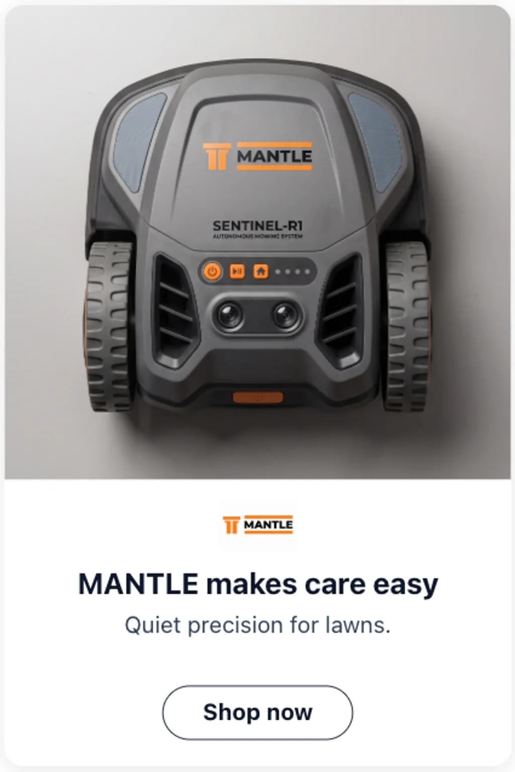 Mantle tall ad creative reading MANTLE makes care easy with a shop now button