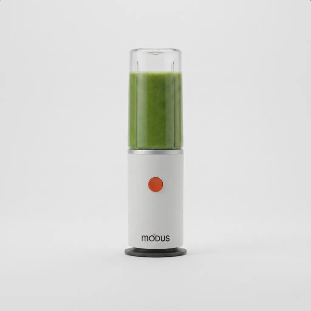Modus portable blender studio photo on a soft grey backdrop