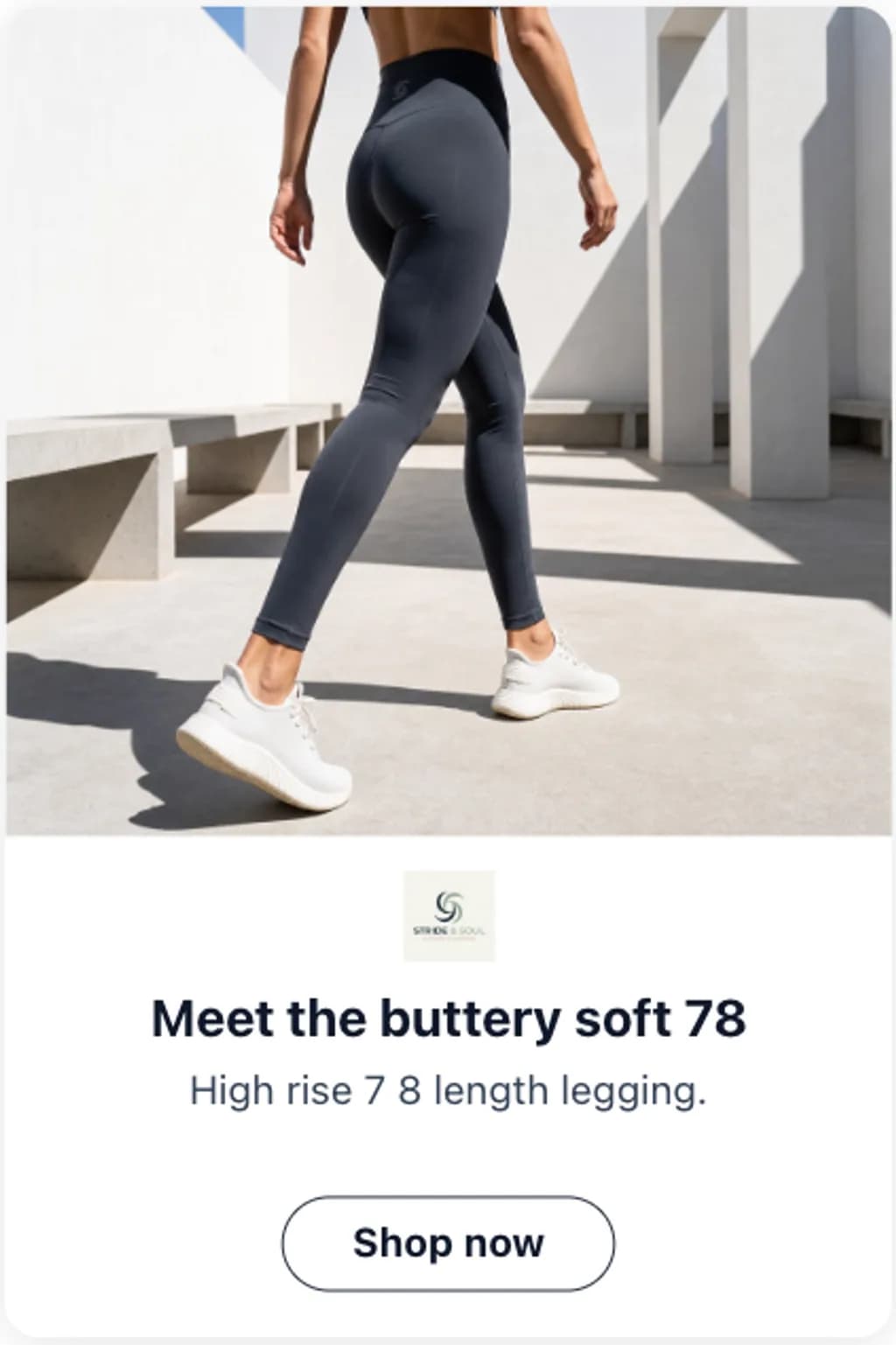 Stride and Soul tall ad creative reading meet the buttery soft 78 with a shop now button