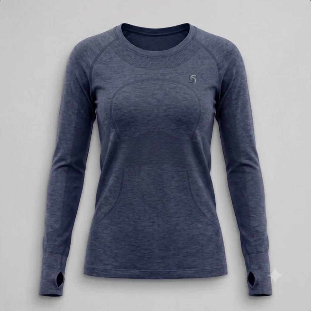 Stride and Soul seamless long sleeve top studio photo on a pale grey backdrop