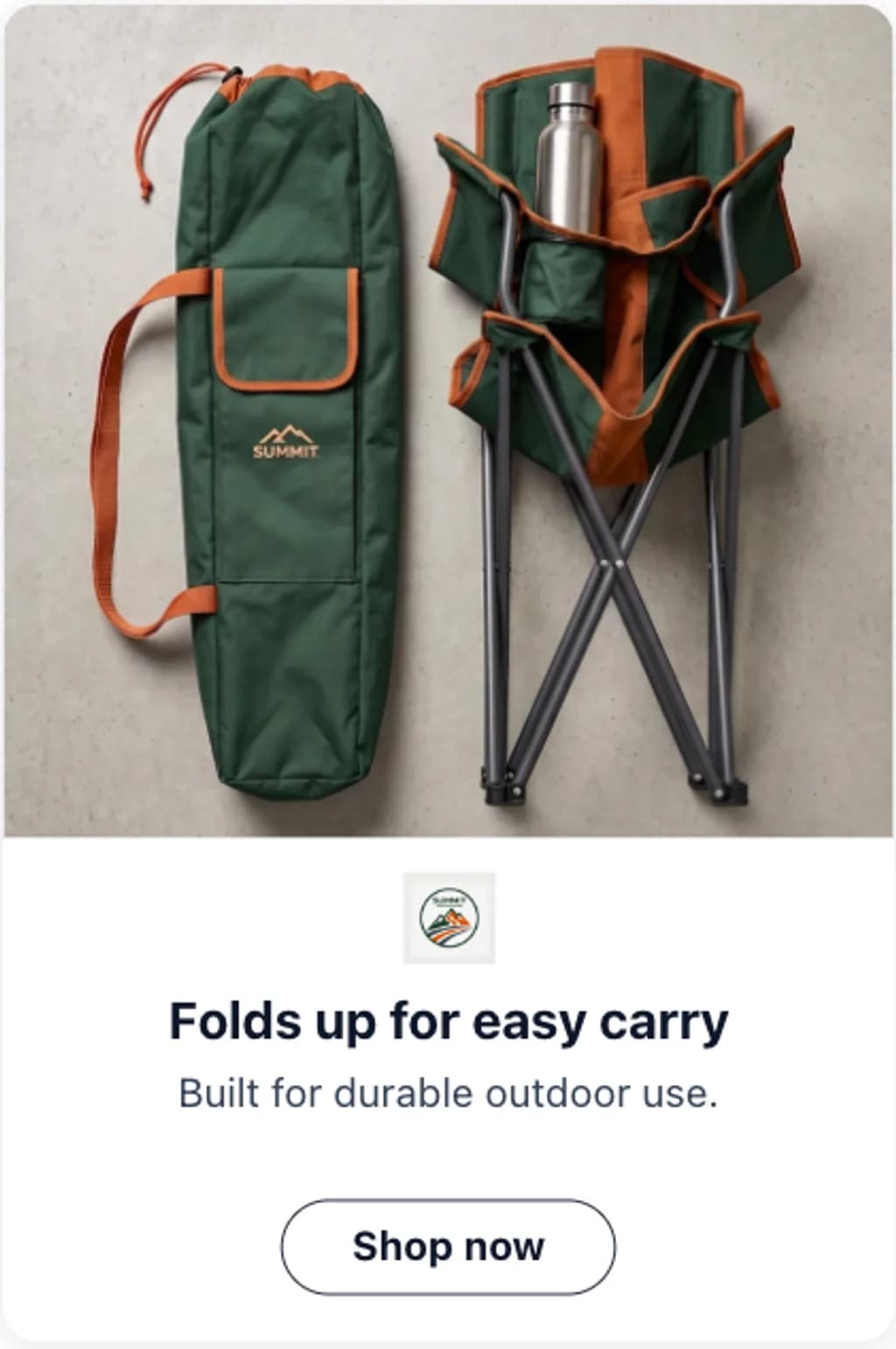 Summit tall ad creative reading folds up for easy carry with a shop now button