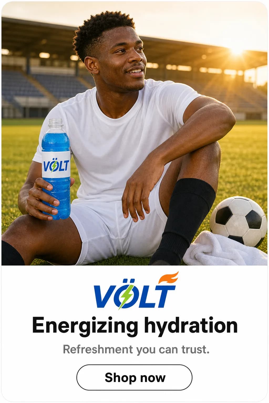 Volt ad creative reading energizing hydration with a shop now button